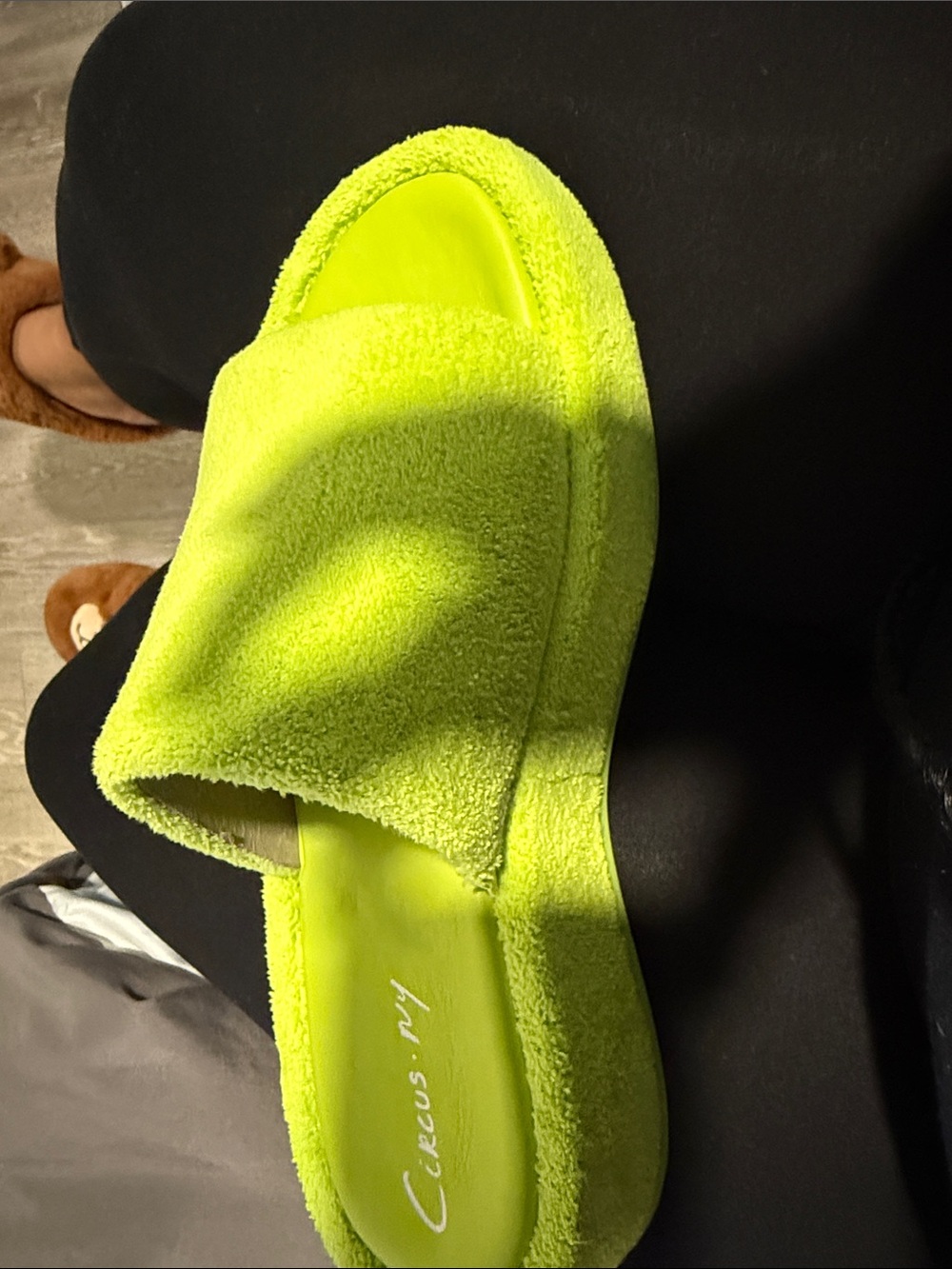 Lime Green Terry Cloth Slide Sandal